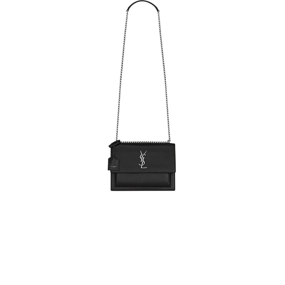 black YSL sunset medium leather shoulder bag