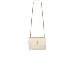 White YSL sunset medium leather shoulder bag