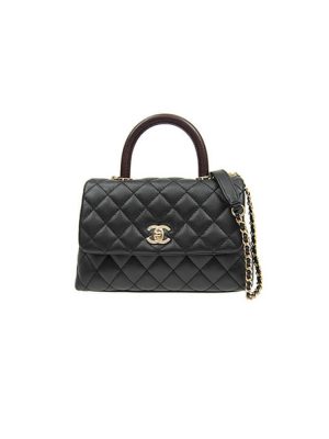 Black Chanel Coco handle flap shoulder bag Mini