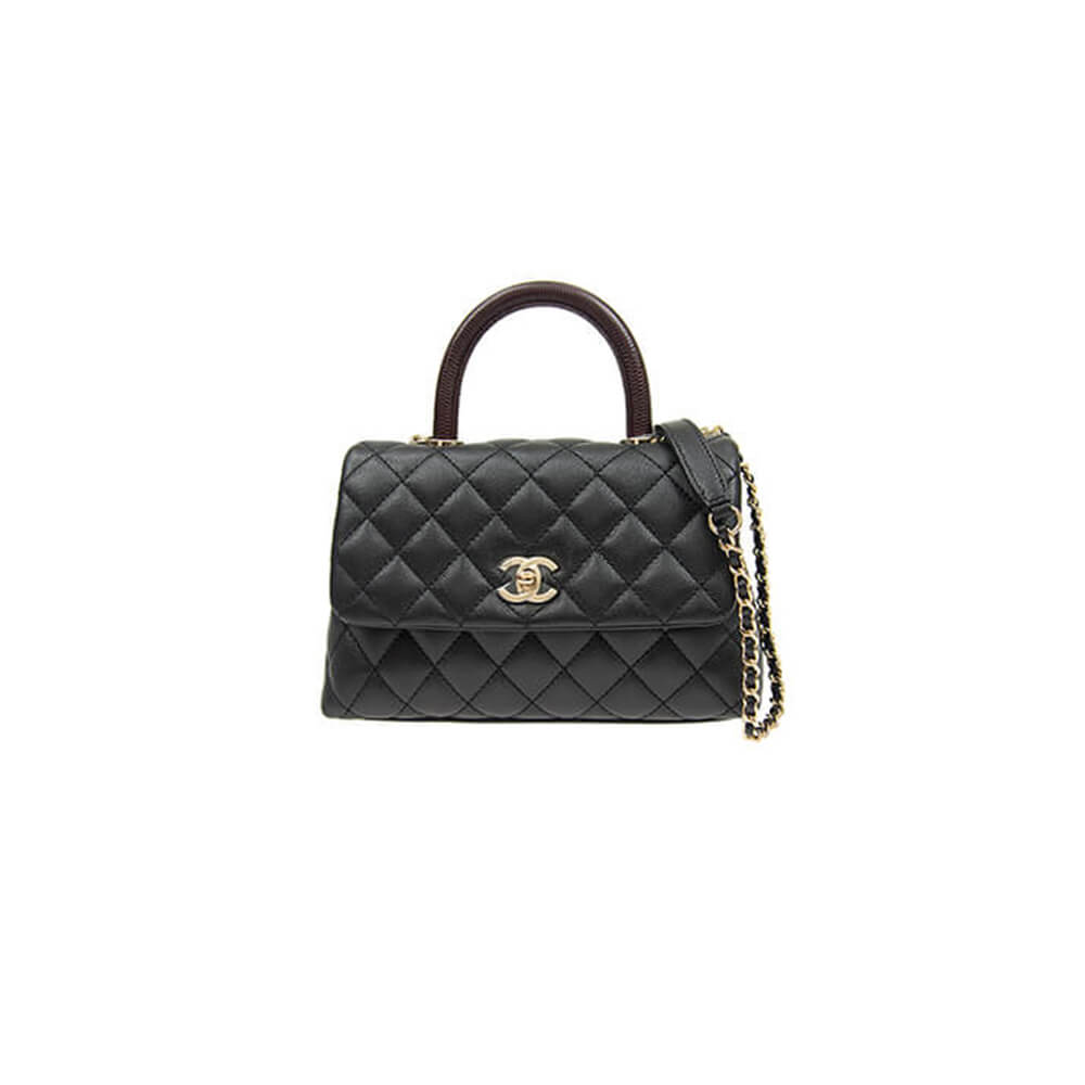 Black Chanel Coco handle flap shoulder bag Mini