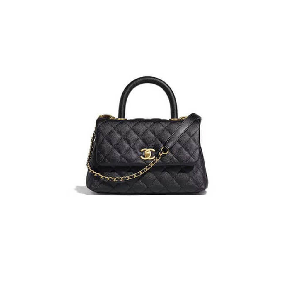Black Chanel Coco handle flap shoulder bag PM