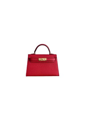 Ruby Red Hermes Mini Kelly II (High-end Grade)