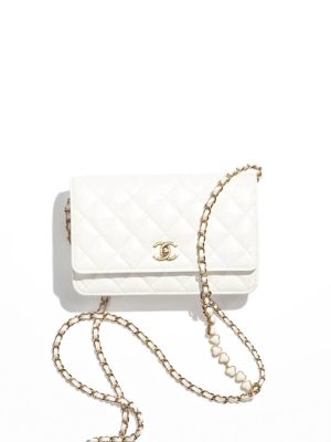 White Chanel classic chain wallet