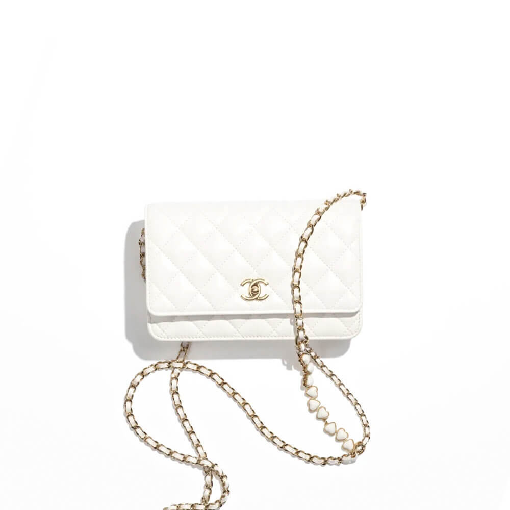 White Chanel classic chain wallet