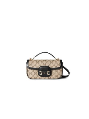 Beige Gucci Horsebit 1955 Soft small top handle bag