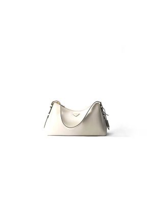 White Prada Aimee large leather shoulder bag