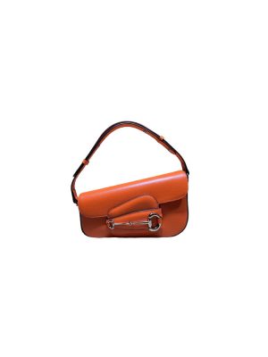 Orange Gucci Horsebit 1955 Small Shoulder Bag