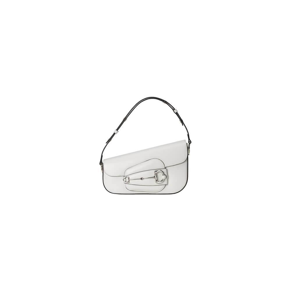 White Gucci Horsebit 1955 Small Shoulder Bag