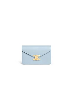 Light blue Light blue CELINE MARGO Shiny Calfskin Leather Chain Wallet