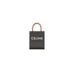CELINE Mini Vertical Cabas Bag in Calfskin Leather with Logo and Celine Print
