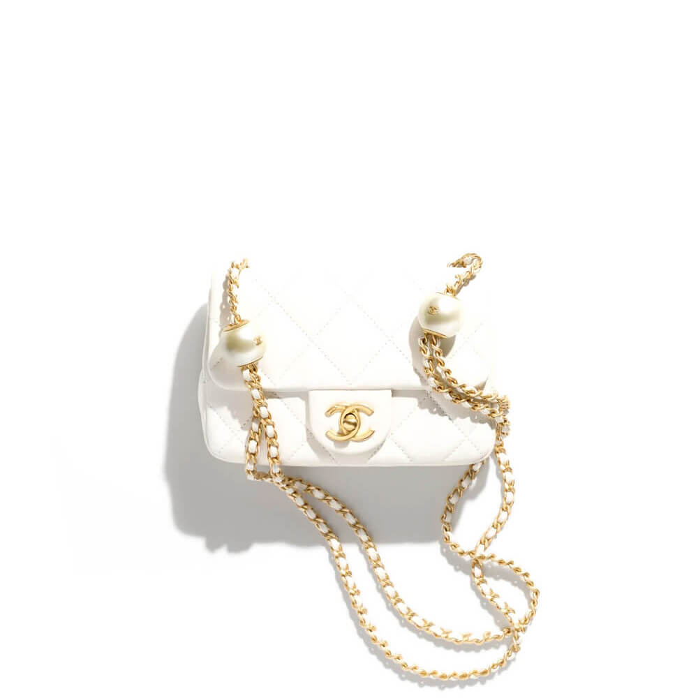 White Chanel MINI FLAP BAG