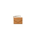 brown YSL CASSANDRE matelasse leather flap clutch