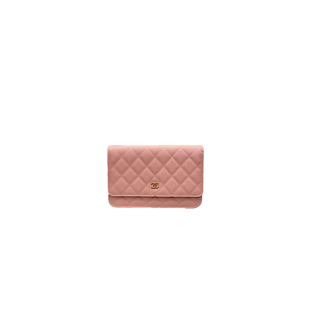 Pink Chanel classic chain wallet (high-end grade)