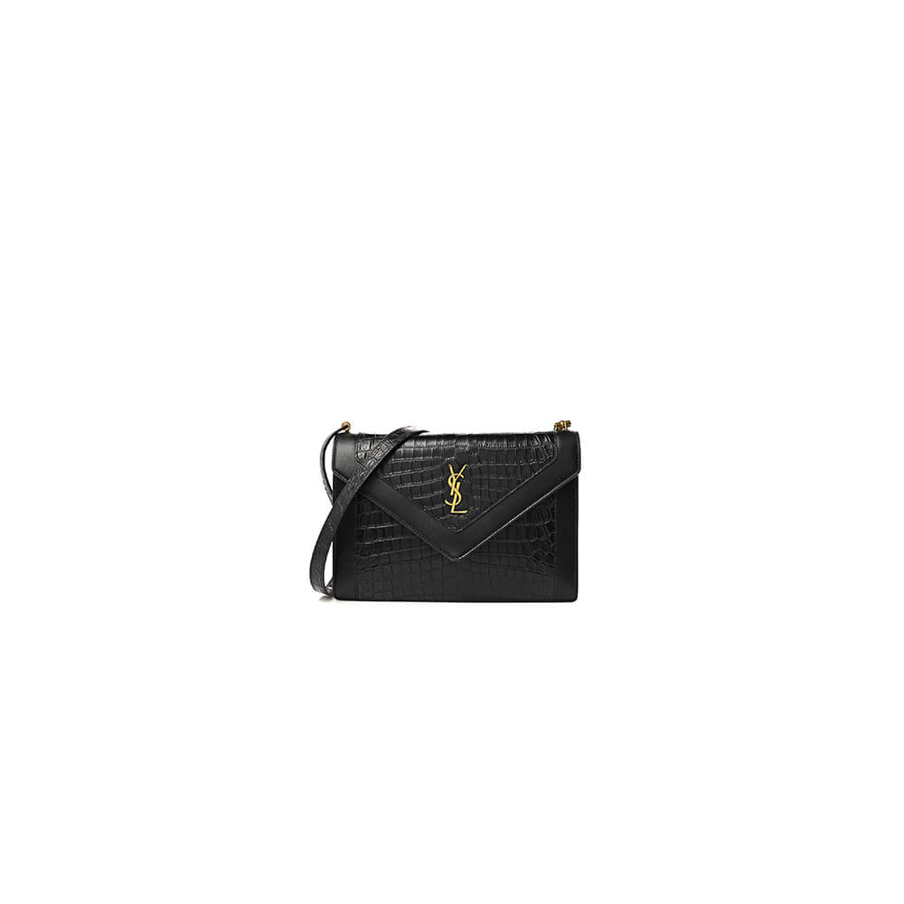 YSL Crocodile Embossed Gaby Satchel