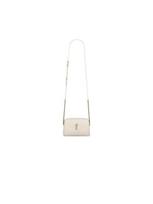 Blanc YSL Gaby zipped pouch in quilted lambskin