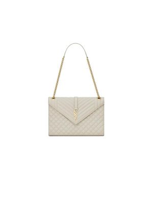White YSL Large Envelope Bag