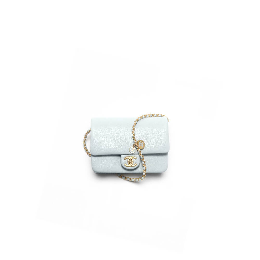 Light Blue CHANEL Mini Flap Bag (high-end grade)