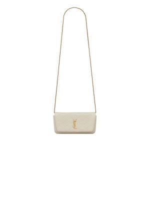 White wine YSL GABY chain phone holder in lambskin