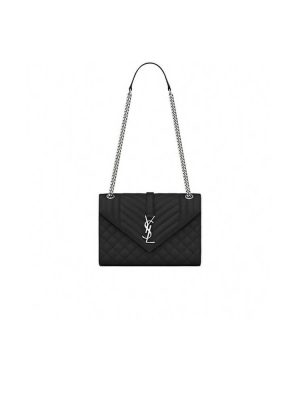 Black YSL ENVELOPE MEDIUM IN QUILTED GRAIN DE POUDRE EMBOSSED LEATHER