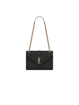YSL ENVELOPE MEDIUM IN QUILTED GRAIN DE POUDRE EMBOSSED LEATHER