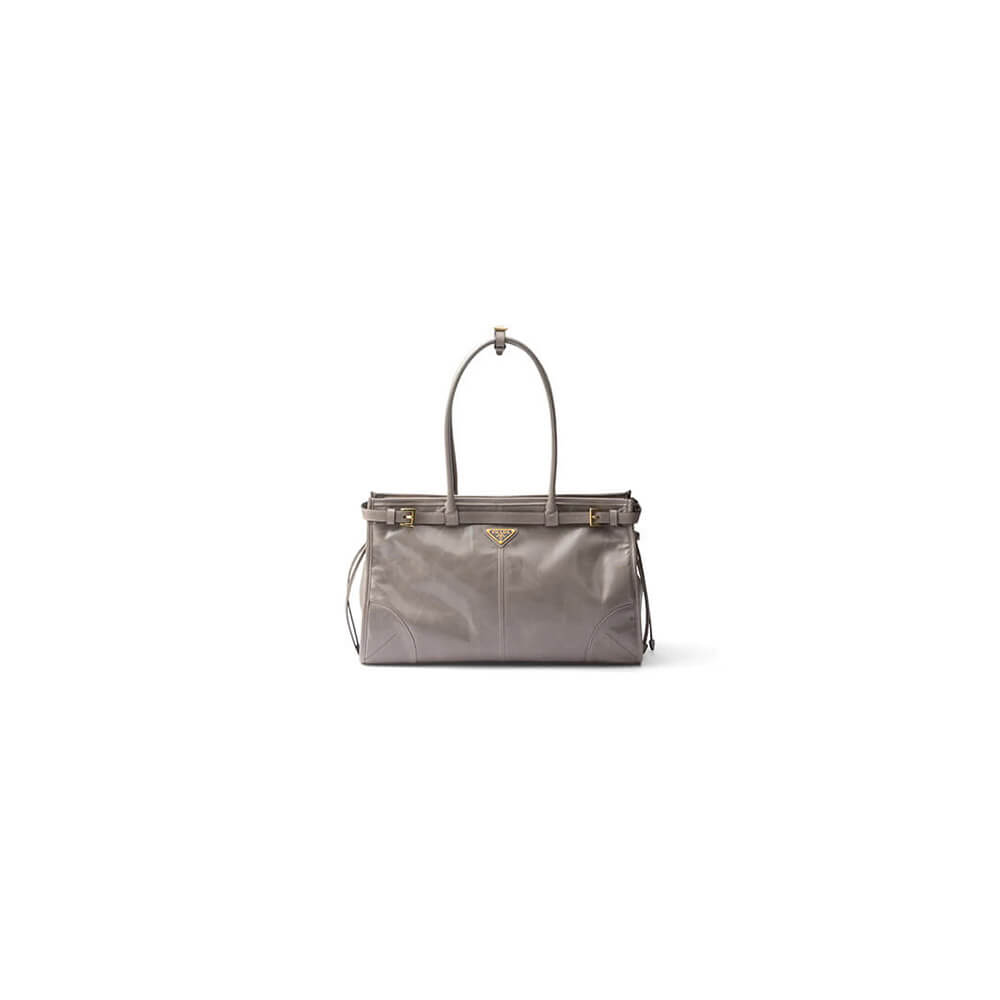 Pewter Prada Large leather handbag (high-end grade)