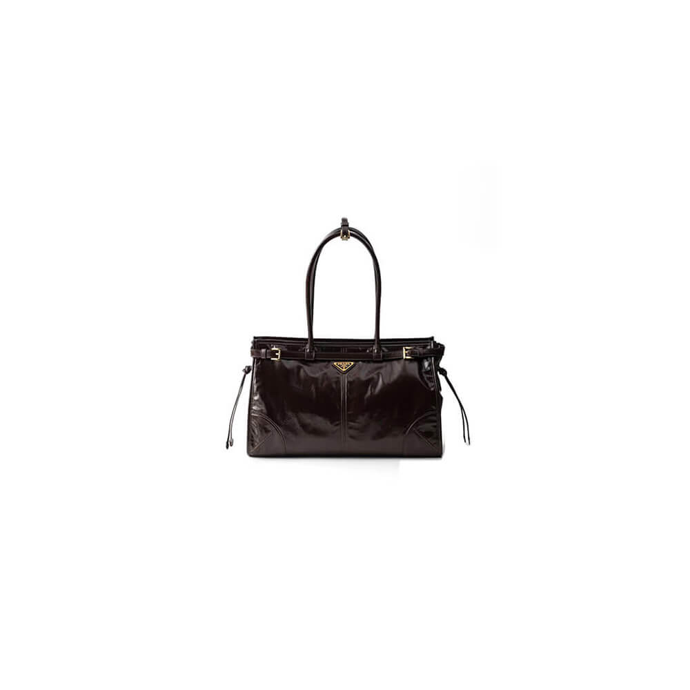 Dark Brown Prada Large leather handbag (high-end grade)