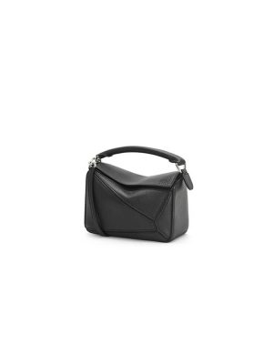 Black LOEWE Mini Puzzle bag in classic calfskin