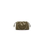 Dark Khaki Green Loewe Medium Flamenco purse in mellow nappa lambskin