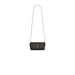 Black YSL GABY chain phone holder in lambskin