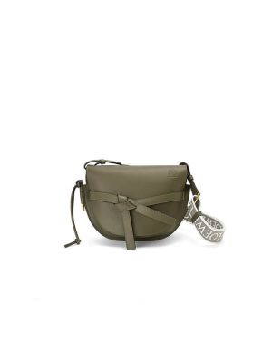 Autumn Green Loewe Small Gate bag in soft calfskin and jacquard