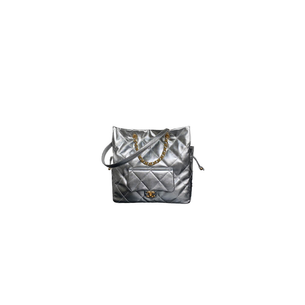 Silver Chanel Shopping Bag (high-end grade)