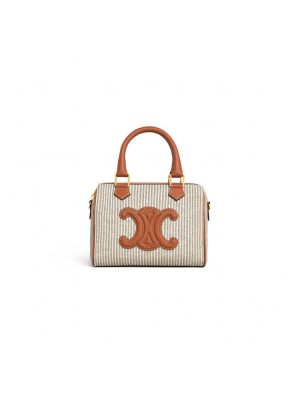 CELINE Small Boston cuir Triomphe in textile and calfskin