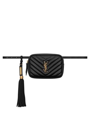 Black YSL LOU BELT BAG IN MATELASSE LEATHER