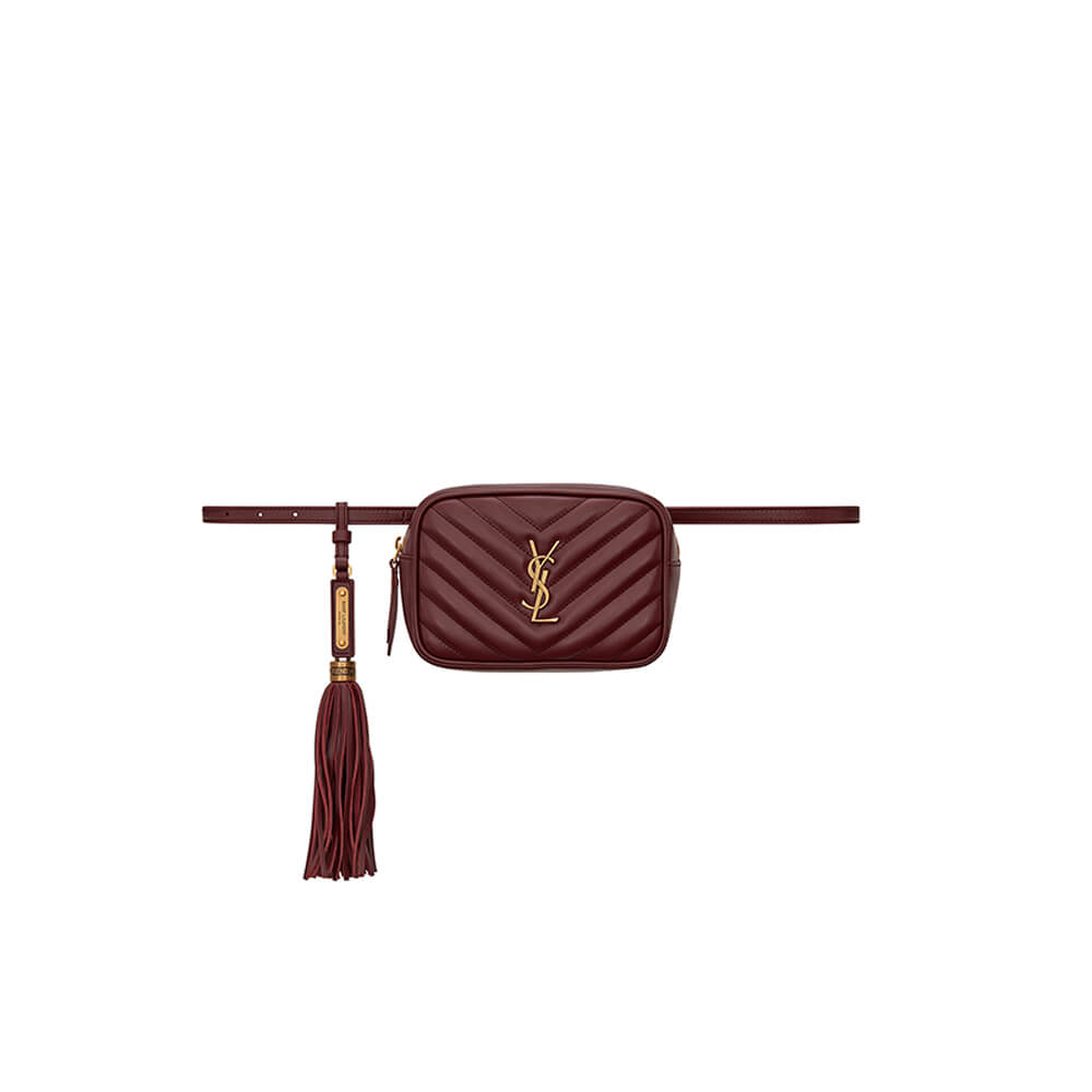 ROUGE YSL LOU BELT BAG IN MATELASSE LEATHER