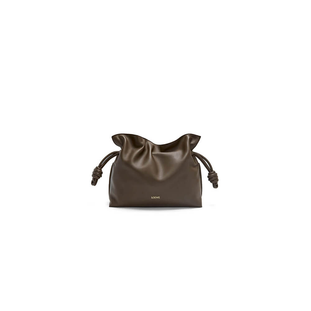 Chocolate LOEWE Medium Flamenco clutch in nappa calfskin (HIGH-END GRADE)
