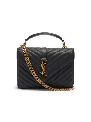 Black Saint Laurent College quilted-leather satchel bag