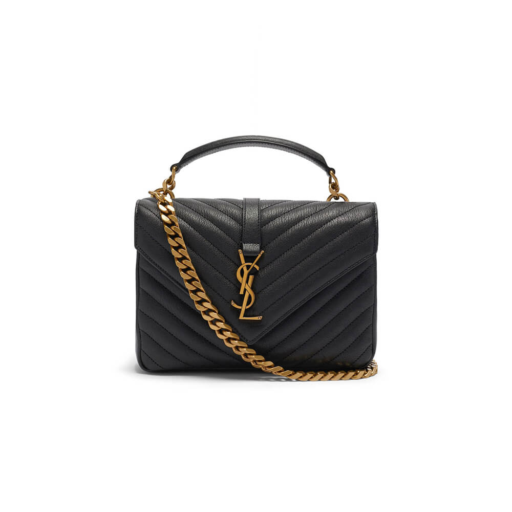 Black Saint Laurent College quilted-leather satchel bag