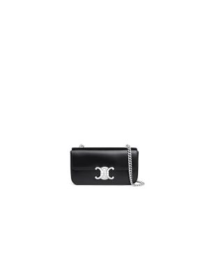 CELINE CLAUDE shiny cowhide leather chain shoulder bag