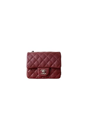 Claret Chanel MINI FLAP BAG (high-end grade)