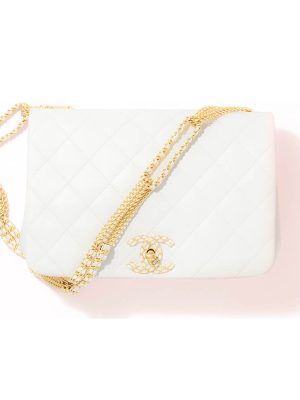 White CHANEL FLAP BAG
