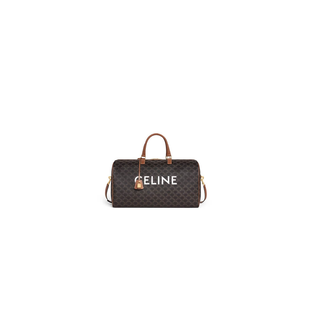 CELINE Large Travel Bag in Logo Print and Calfskin