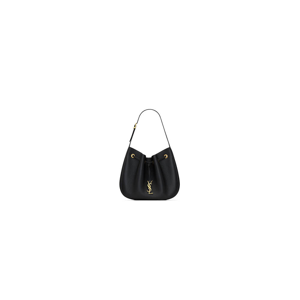 Black YSL PARIS VII small hobo in grained leather