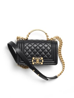 Black BOY CHANEL FLAP BAG WITH HANDLE