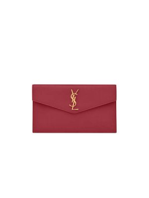 Gold YSL UPTOWN POUCH IN GRAIN DE POUDRE EMBOSSED LEATHER