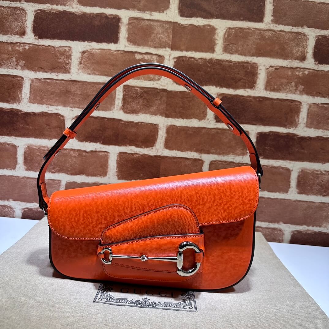 Orange Gucci Horsebit 1955 Small Shoulder Bag - Image 2