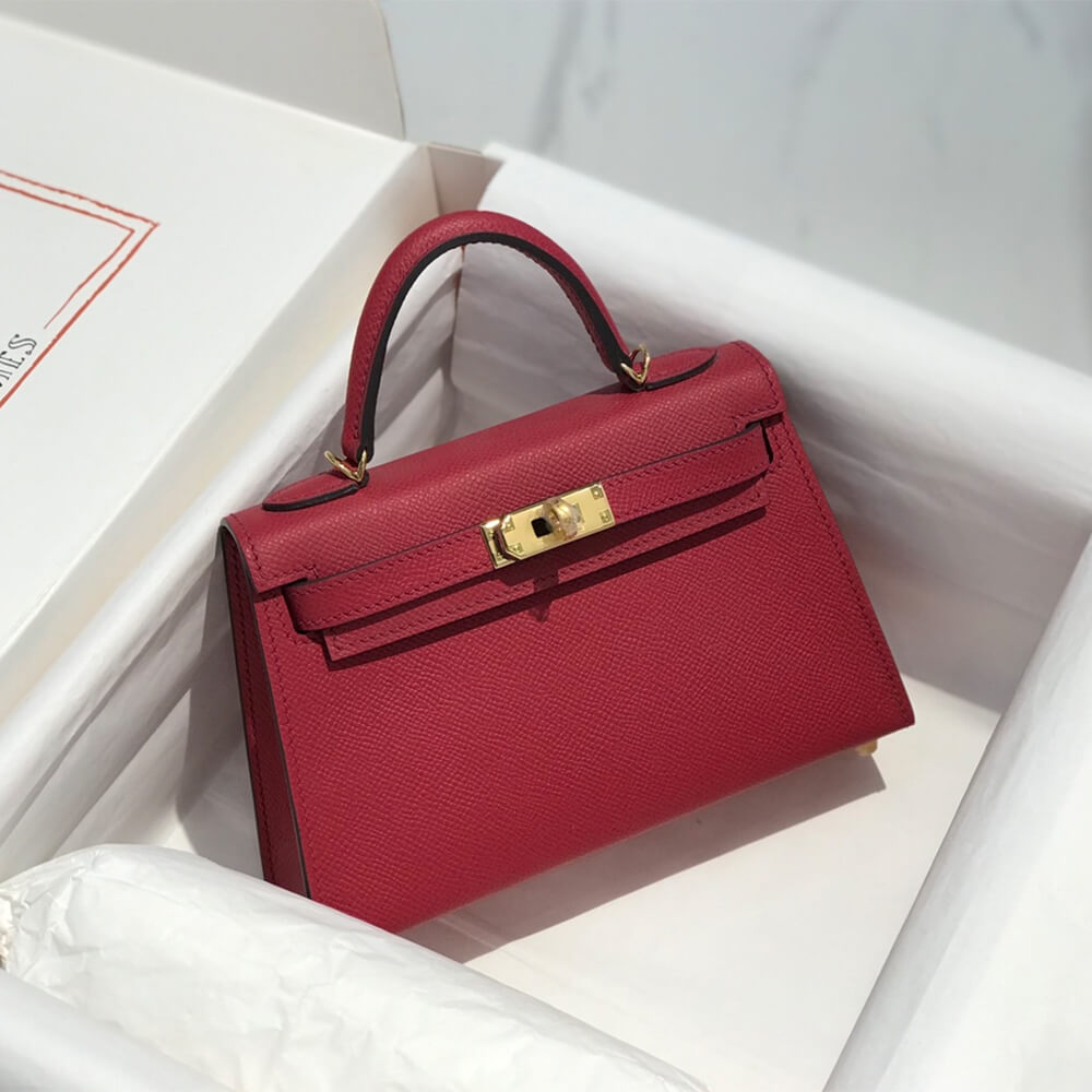 Ruby Red Hermes Mini Kelly II (High-end Grade) - Image 2