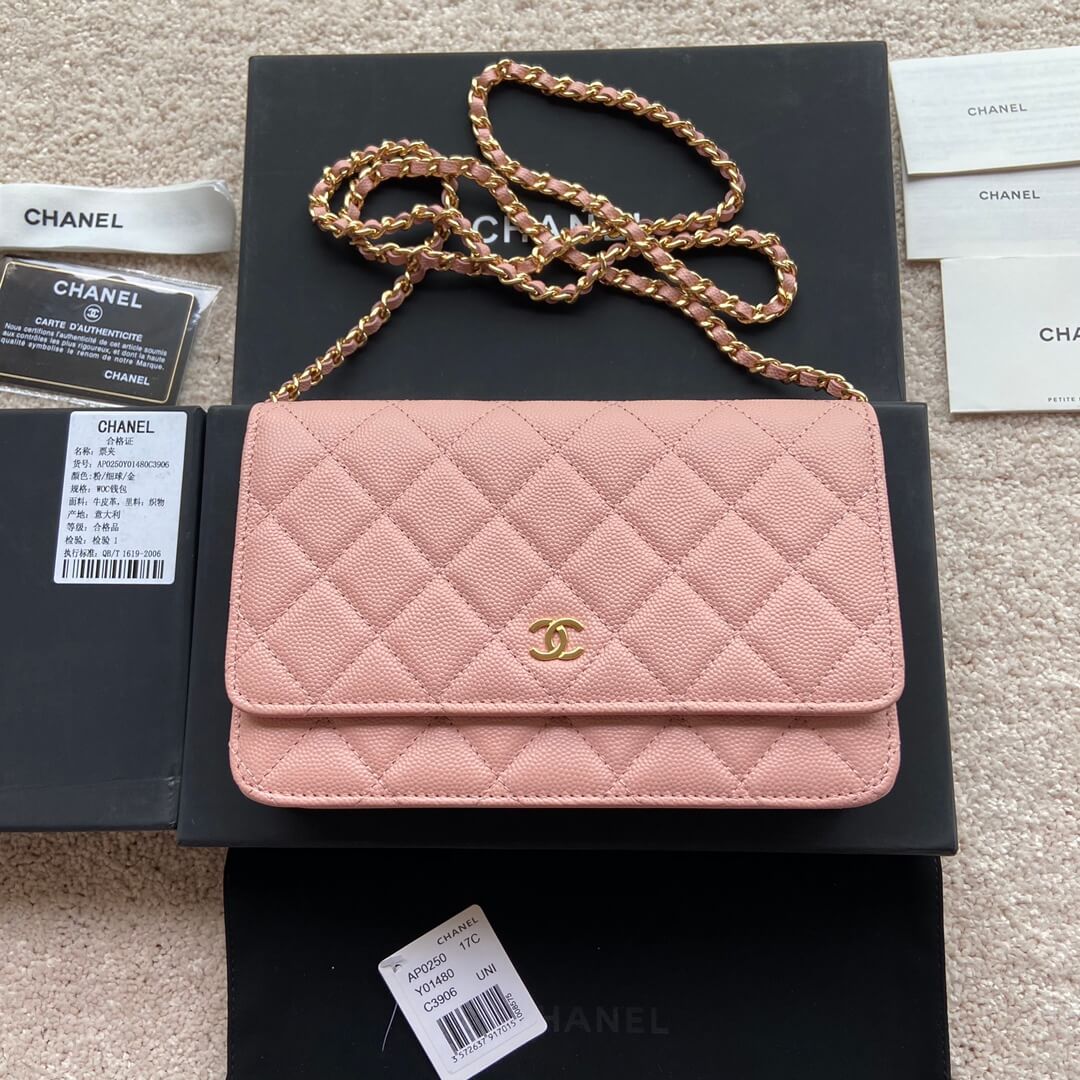 Pink Chanel classic chain wallet (high-end grade) - Image 2