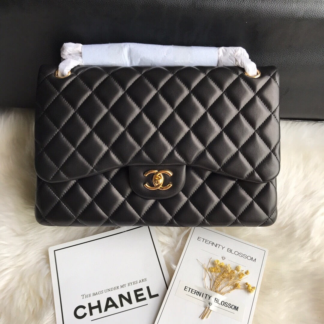 Black CHANEL LARGE CLASSIC HANDBAG (High-end grade) - Image 2