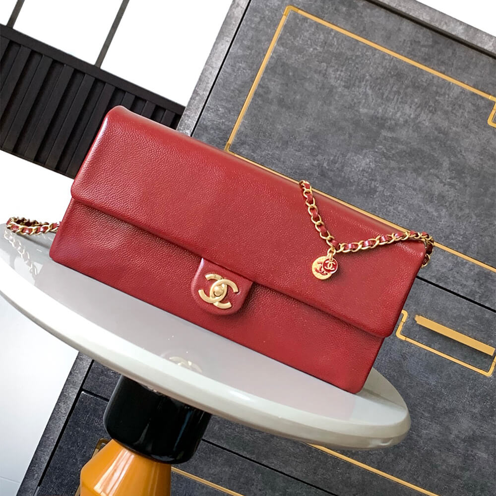 Burgundy CHANEL Long Flap Bag (high-end grade) - Image 2