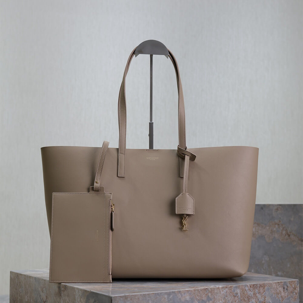 Dark beige YSL Shopping Saint Laurent leather - Image 2